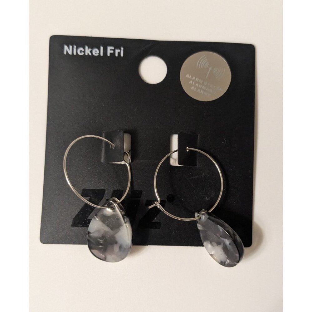 Tear Drop Earrings Contemporary Translucent Black And White